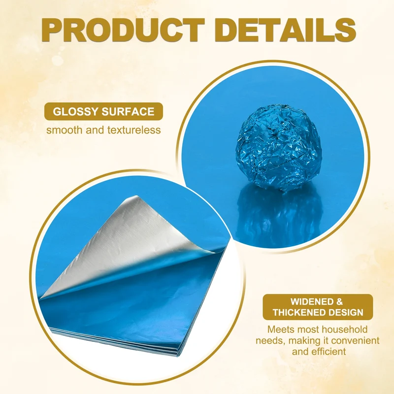 200 Pcs 3x3 Inch Foil Candy Wrappers Chocolate Wrapping Paper Blue