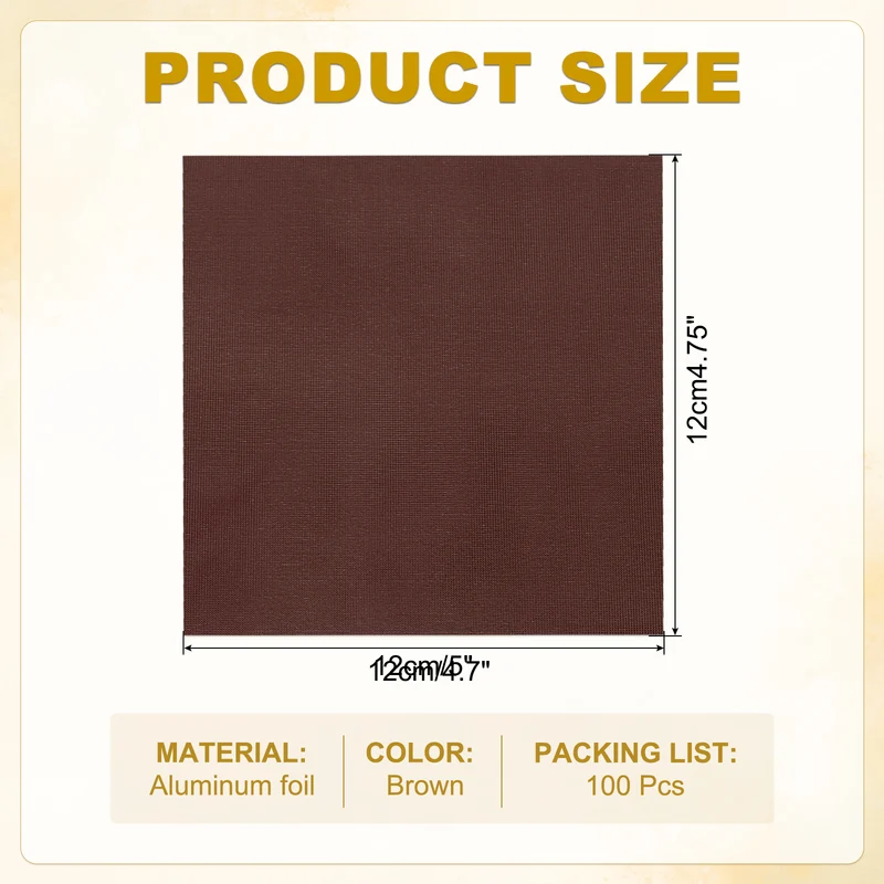 Foil Candy Wrappers 5x5 Inch, 100 Pcs Brown Fine Grid Paper for DIY Chocolate