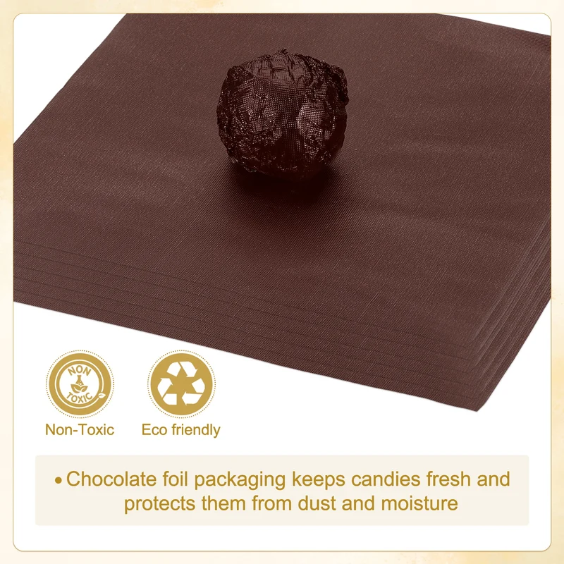 Foil Candy Wrappers 5x5 Inch, 100 Pcs Brown Fine Grid Paper for DIY Chocolate