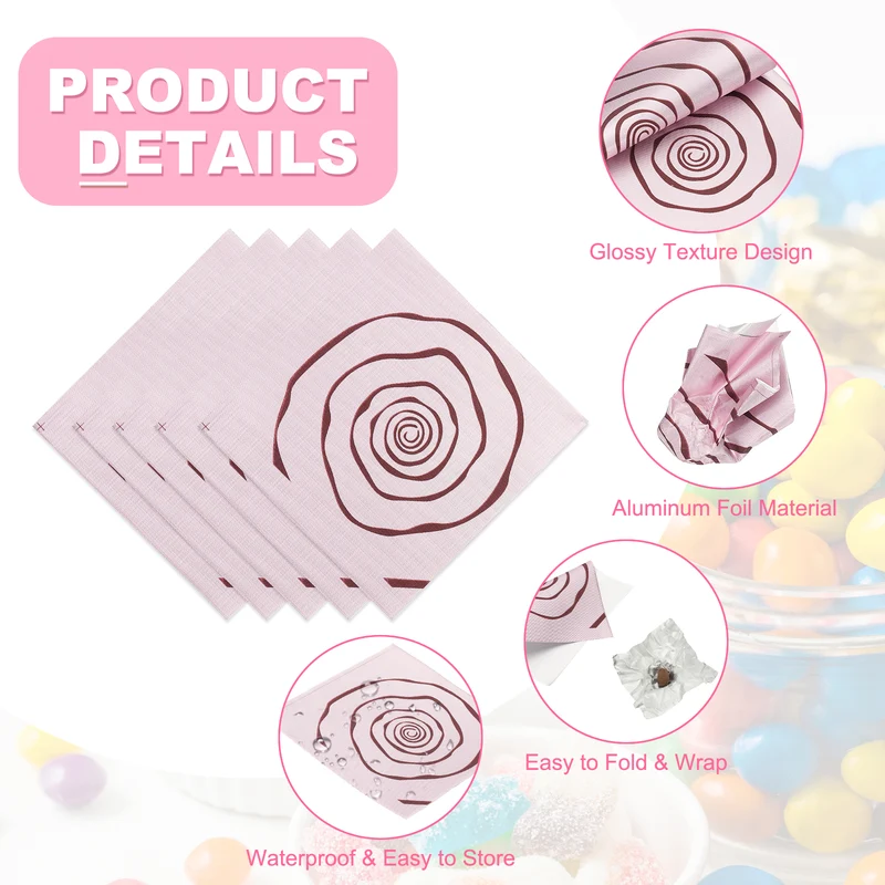 400Pcs Candy Foil Wrappers 3.9 x 3.9 Inch Chocolate Wrappers Pink)