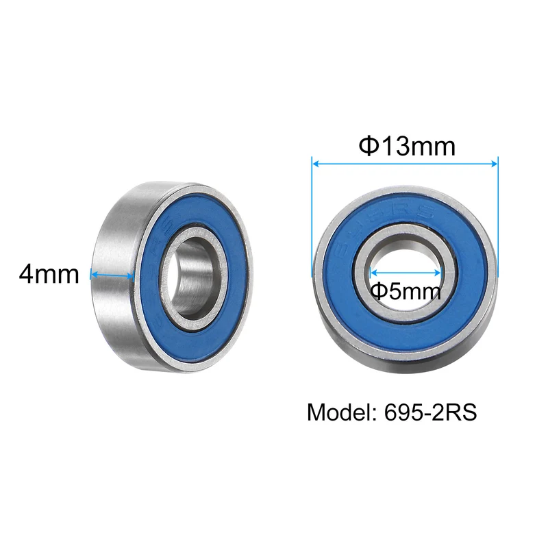 10pcs 695-2RS Miniature Deep Groove Ball Bearings 5x13x4mm Rubber Sealed Bearing