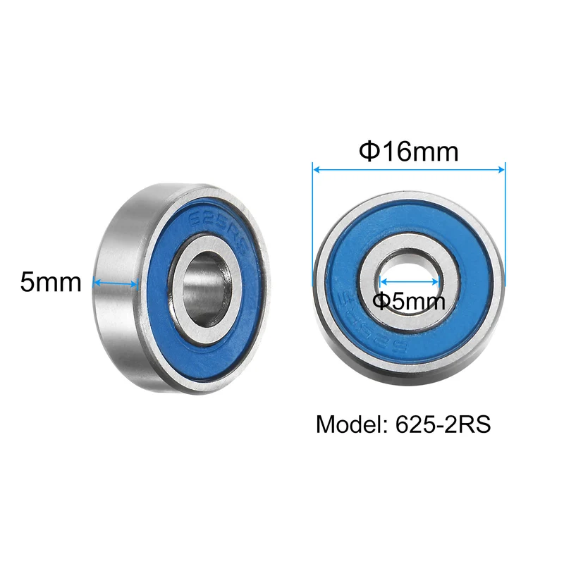 10pcs 625-2RS Miniature Deep Groove Ball Bearings 5x16x5mm Rubber Sealed Bearing