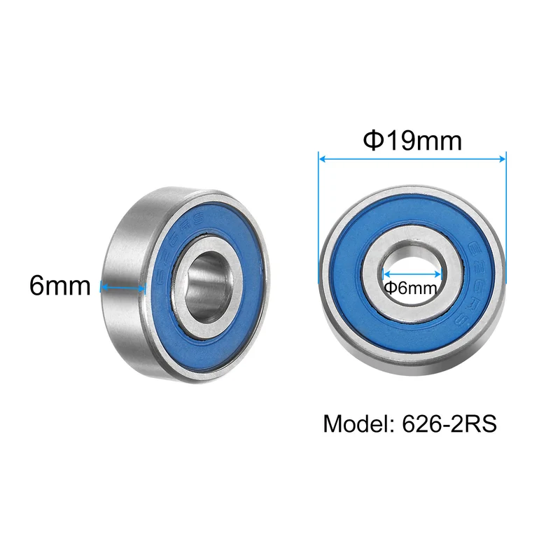 10pcs 626-2RS Deep Groove Ball Bearings 6x19x6mm Rubber Sealed Bearings