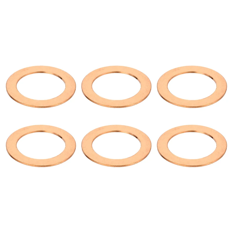 6 Pcs Flat Copper Washers, 22x32x1mm Copper Flat Sealing Crush Ring Washers