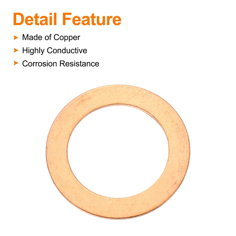 6 Pcs Flat Copper Washers, 22x32x1mm Copper Flat Sealing Crush Ring Washers