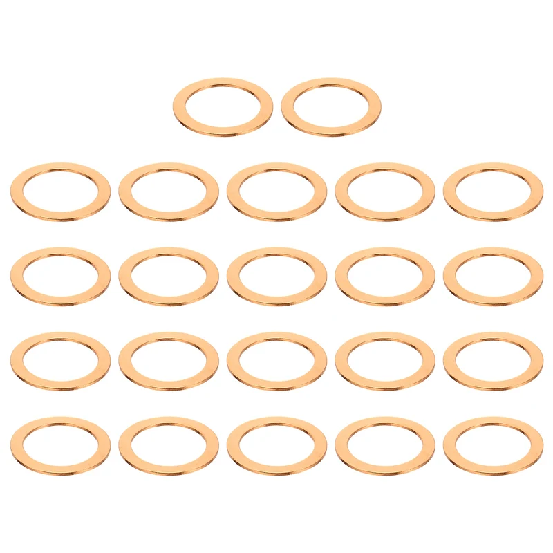 22 Pcs Flat Copper Washers, 22x30x1mm Copper Flat Sealing Crush Ring Washers