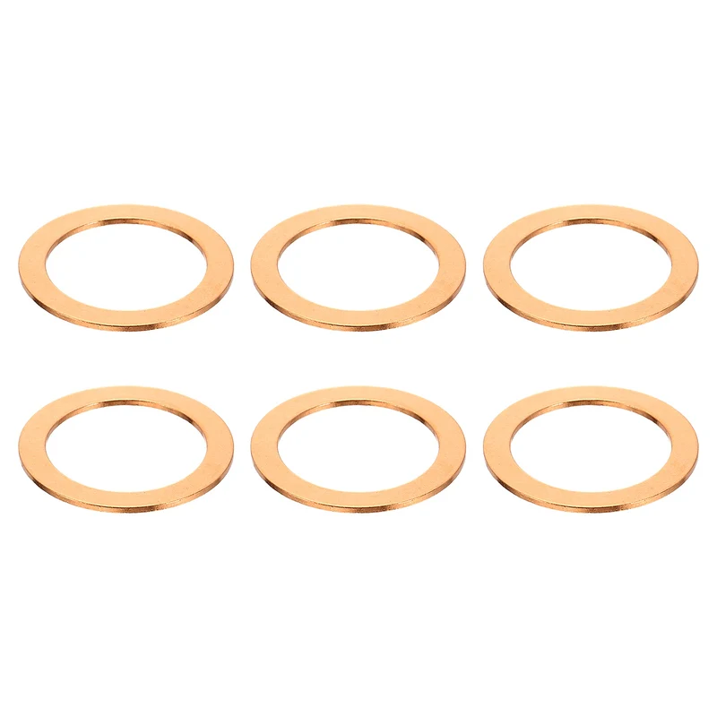 6 Pcs Flat Copper Washers, 22x30x1mm Copper Flat Sealing Crush Ring Washers