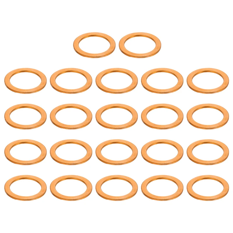 22 Pcs Flat Copper Washers, 22x29x1.5mm Copper Flat Sealing Crush Ring Washers