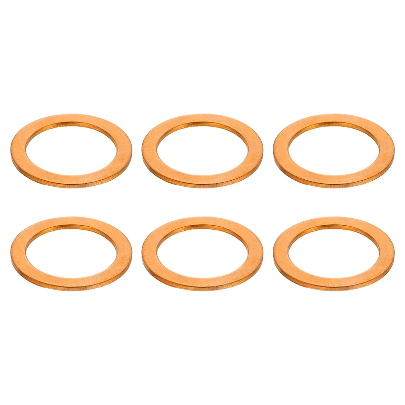6 Pcs Flat Copper Washers, 22x29x1.5mm Copper Flat Sealing Crush Ring Washers
