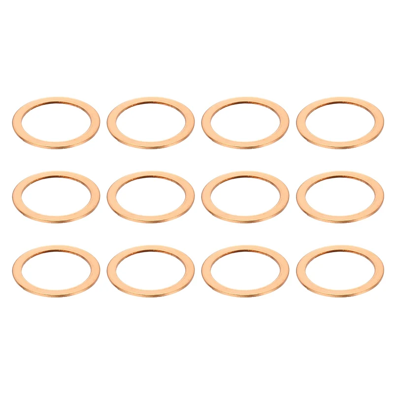 12 Pcs Flat Copper Washers, 22x27x1mm Copper Flat Sealing Crush Ring Washers