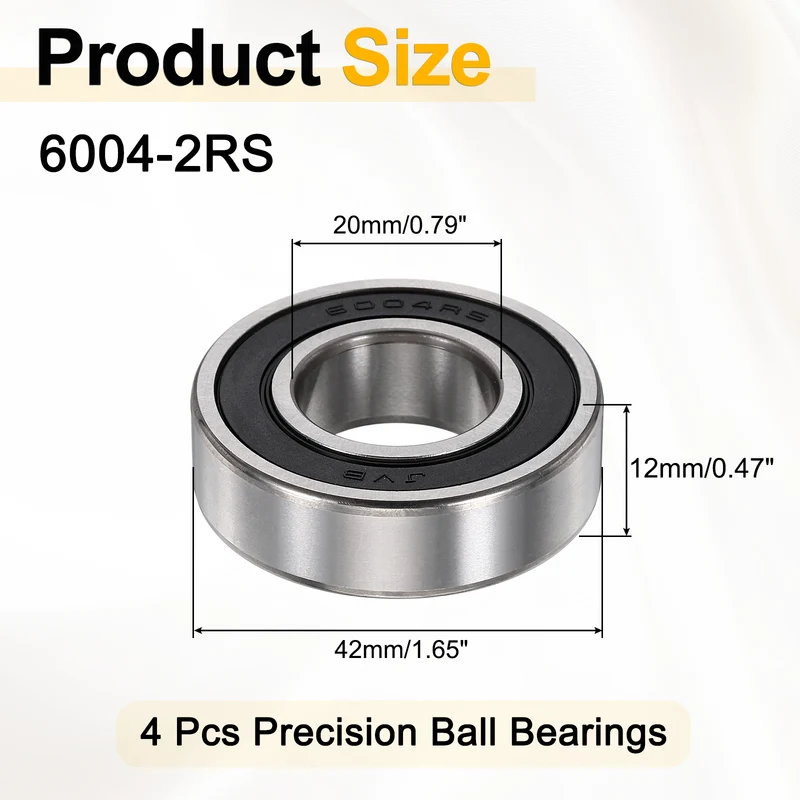 4Pcs 6004-2RS Deep Groove Ball Bearings 20x42x12mm ZV4 Level ABEC7 Precision