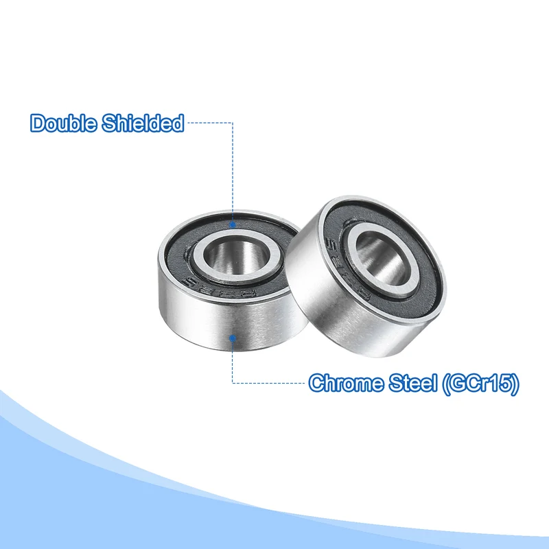 5Pcs R3-2RS Deep Groove Ball Bearings 3/16"x1/2"x10/51" Double Metal Shielded Z3