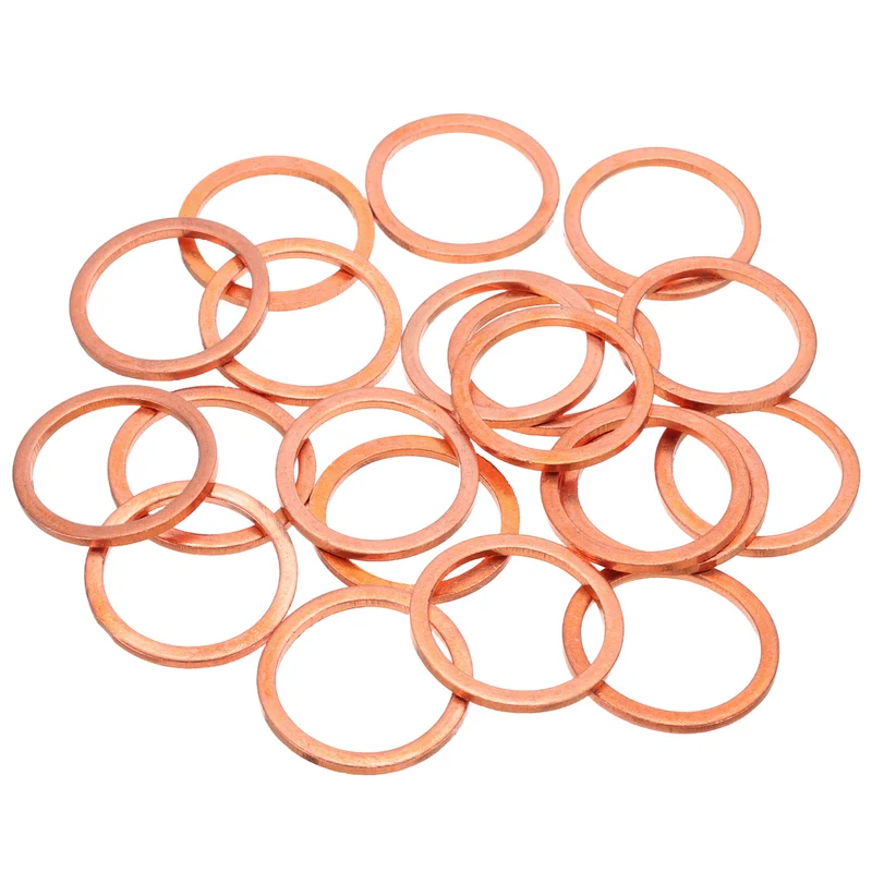 20Pcs M24 Flat Copper Washers 24x30x2mm Copper Flat Sealing Ring Washers