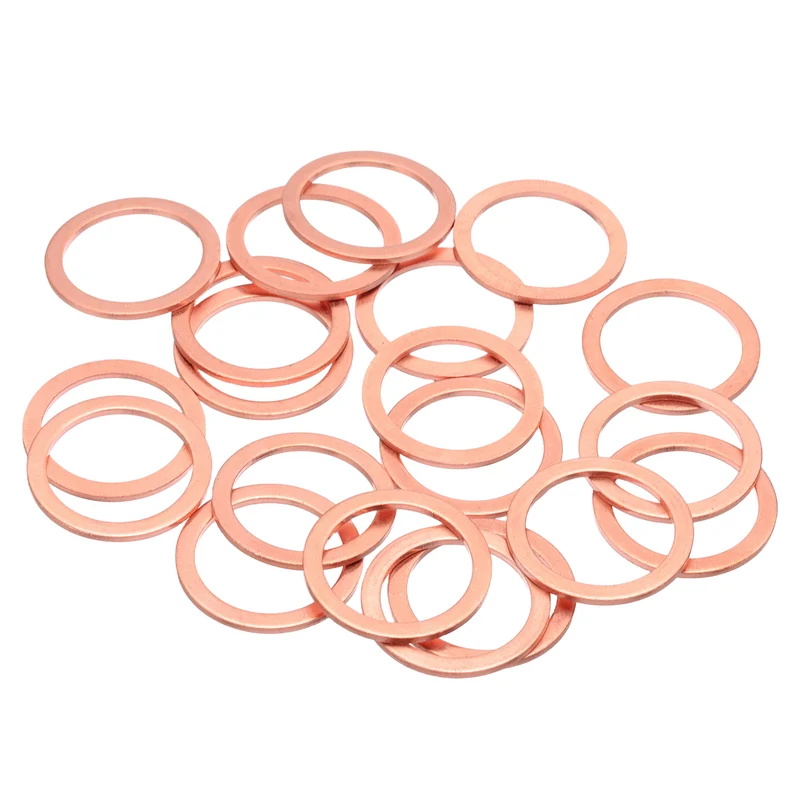 20Pcs M22 Flat Copper Washers 22x28x1.5mm Copper Flat Sealing Ring Washers