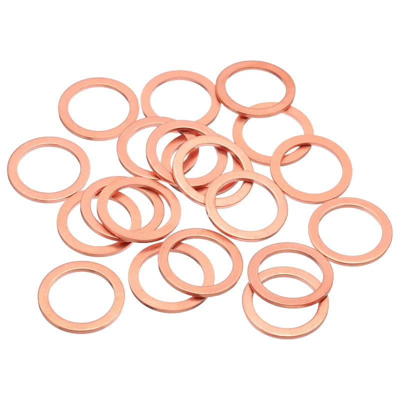 20Pcs M18 Flat Copper Washers 18x24x1.5mm Copper Flat Sealing Ring Washers