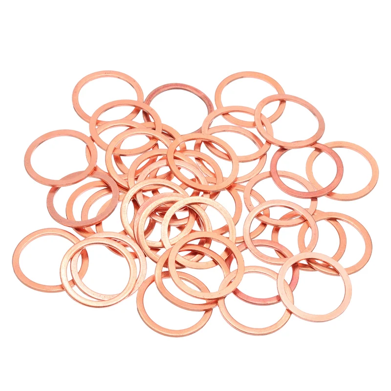 40Pcs M16 Flat Copper Washers 16x20x1mm Copper Flat Sealing Ring Washers