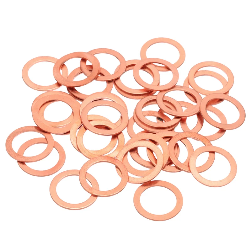 40Pcs M16 Flat Copper Washers 16x22x1mm Copper Flat Sealing Ring Washers