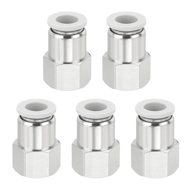 5 Pcs NPT Female 3/8 Inch OD x 3/8" NPT Thread Push to Connect Fittings, White