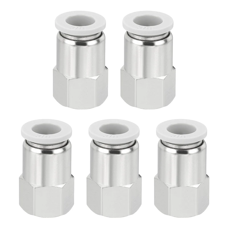 5 Pcs NPT Female 3/8 Inch OD x 1/4" NPT Thread Push to Connect Fittings, White