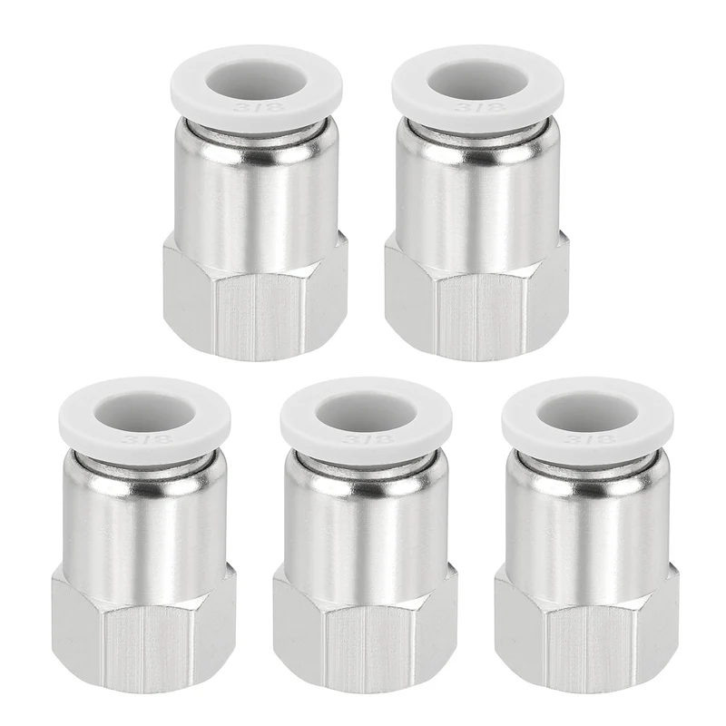 5 Pcs NPT Female 3/8 Inch OD x 1/8" NPT Thread Push to Connect Fittings, White