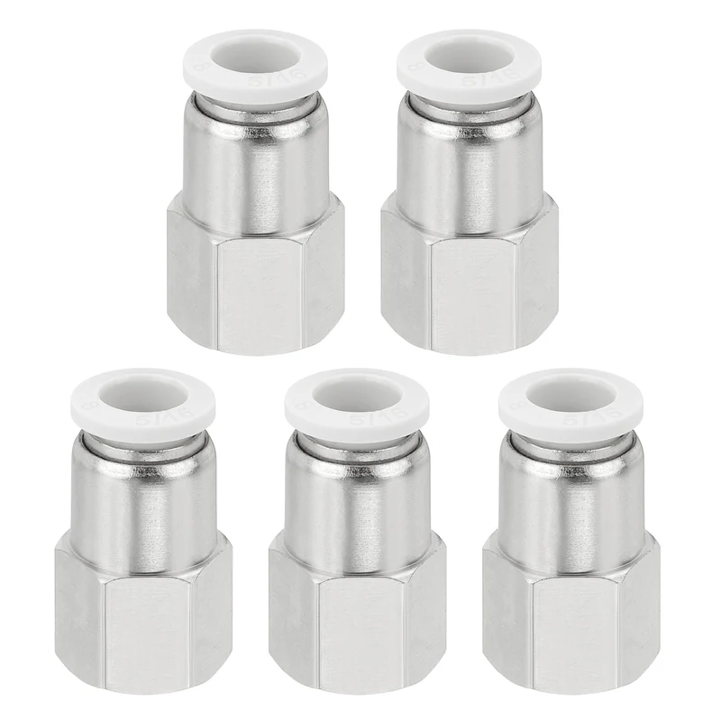 5 Pcs NPT Female 5/16 Inch OD x 1/4" NPT Thread Push to Connect Fittings, White