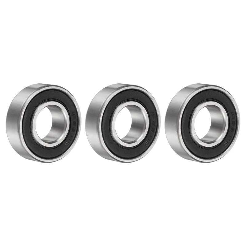 3Pcs 1623-2RS Deep Groove Ball Bearing, 5/8" x 1-3/8" x 7/16" Sealed Bearing
