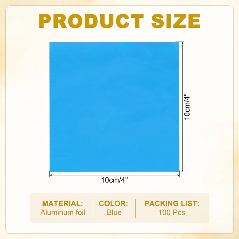 Foil Candy Wrappers 4x4 Inch, 100 Pcs Blue Glossy Paper for DIY Chocolate