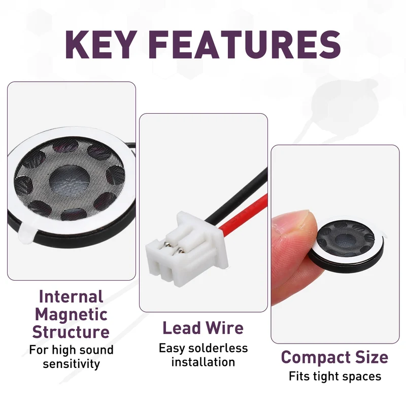 4Pcs 1W 8 Ohm 20mm Small Round Internal Magnetic Speaker with 2.0mm Terminal