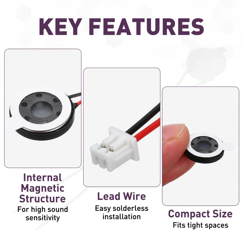8Pcs 1W 8 Ohm 15mm Small Round Internal Magnetic Speaker with 2.0mm Terminal