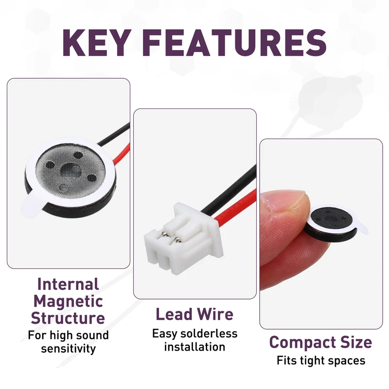 8Pcs 1W 8 Ohm 13mm Small Round Internal Magnetic Speaker with 2.0mm Terminal