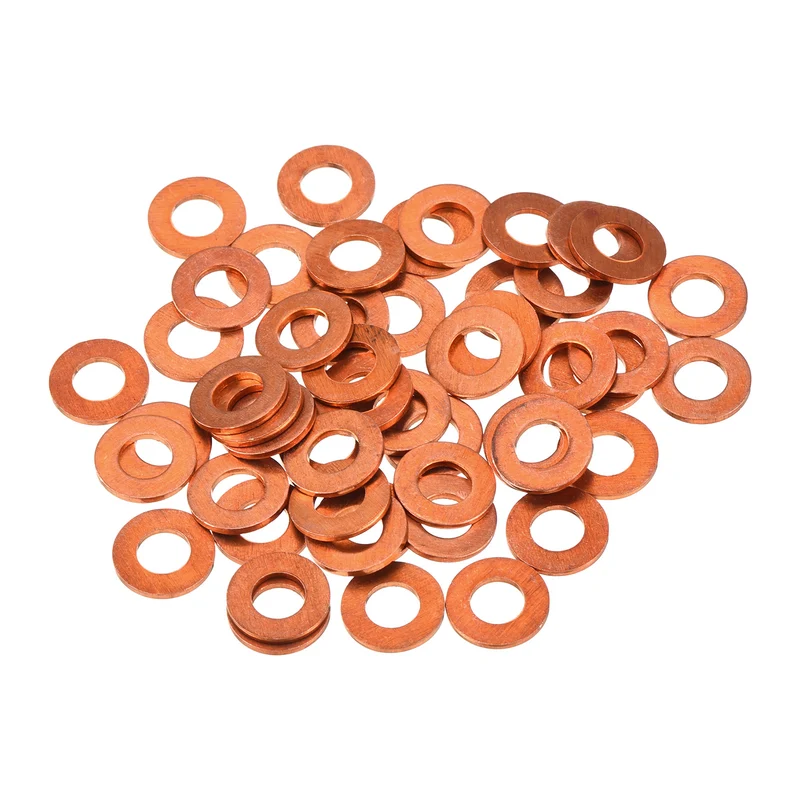 52 Pcs Flat Copper Washers 5x10x1mm Copper Flat Sealing Ring Washers