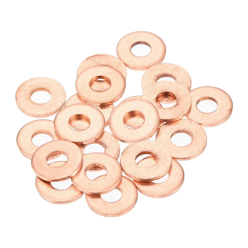 22 Pcs Flat Copper Washers 4x10x1mm Copper Flat Sealing Ring Washers