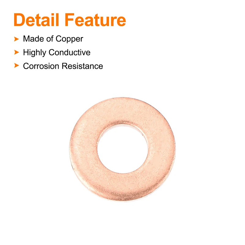 22 Pcs Flat Copper Washers 4x9x1mm Copper Flat Sealing Ring Washers