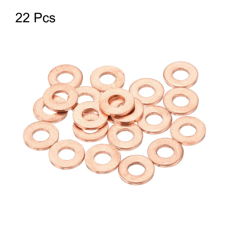 22 Pcs Flat Copper Washers 4x8x1mm Copper Flat Sealing Ring Washers