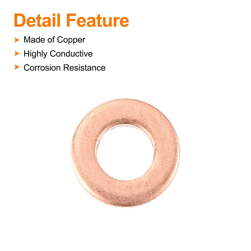22 Pcs Flat Copper Washers 4x8x1mm Copper Flat Sealing Ring Washers