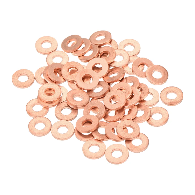 52 Pcs Flat Copper Washers 3x8x1mm Copper Flat Sealing Ring Washers