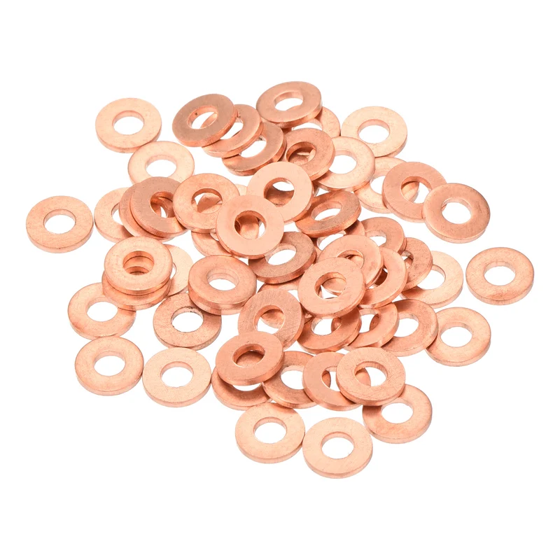 52 Pcs Flat Copper Washers 3x7x1mm Copper Flat Sealing Ring Washers