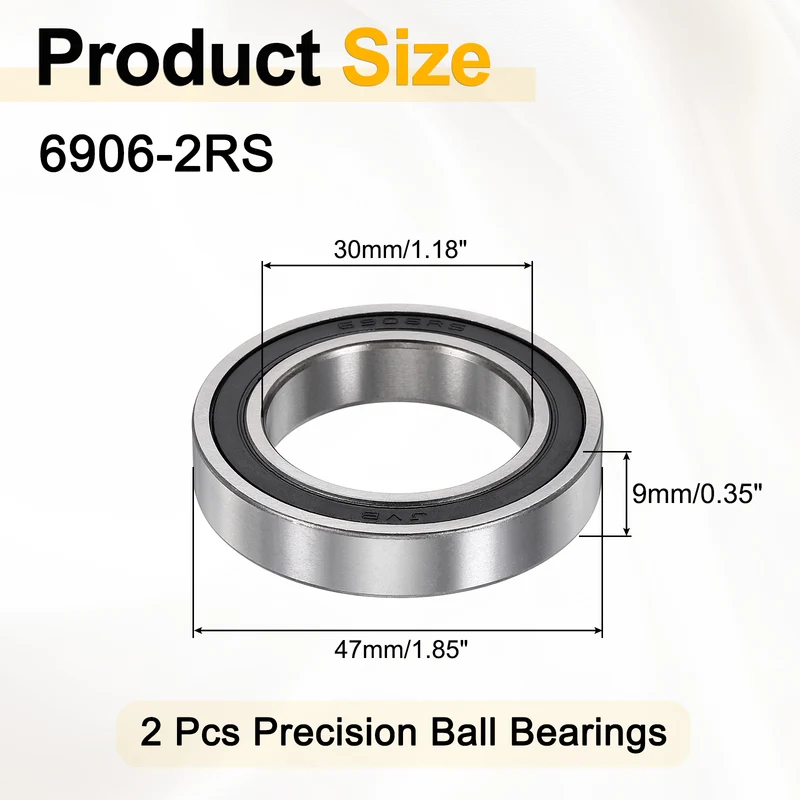 2Pcs 6906-2RS Deep Groove Ball Bearings 30x47x9mm ZV4 Level ABEC7 Precision