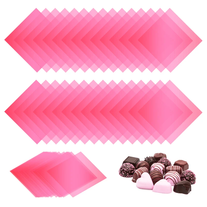 100Pcs Candy Wrappers 5 x 5 Inch Chocolate Wrap Paper for Lollipop Pink]