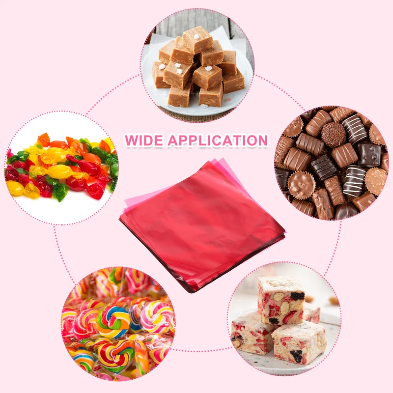100Pcs Candy Wrappers 5 x 5 Inch Chocolate Wrap Paper for Lollipop Pink]