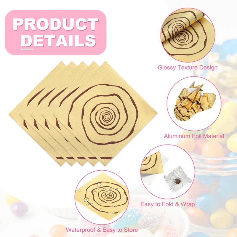 200Pcs Candy Foil Wrappers 3.9 x 3.9 Inch Chocolate Wrappers Gold)