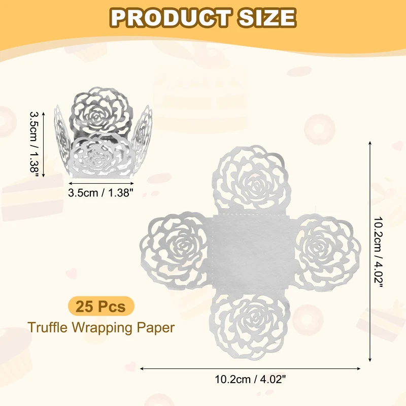 25PCS 4 Inch Truffle Wrappers for Wedding Birthday, Silver