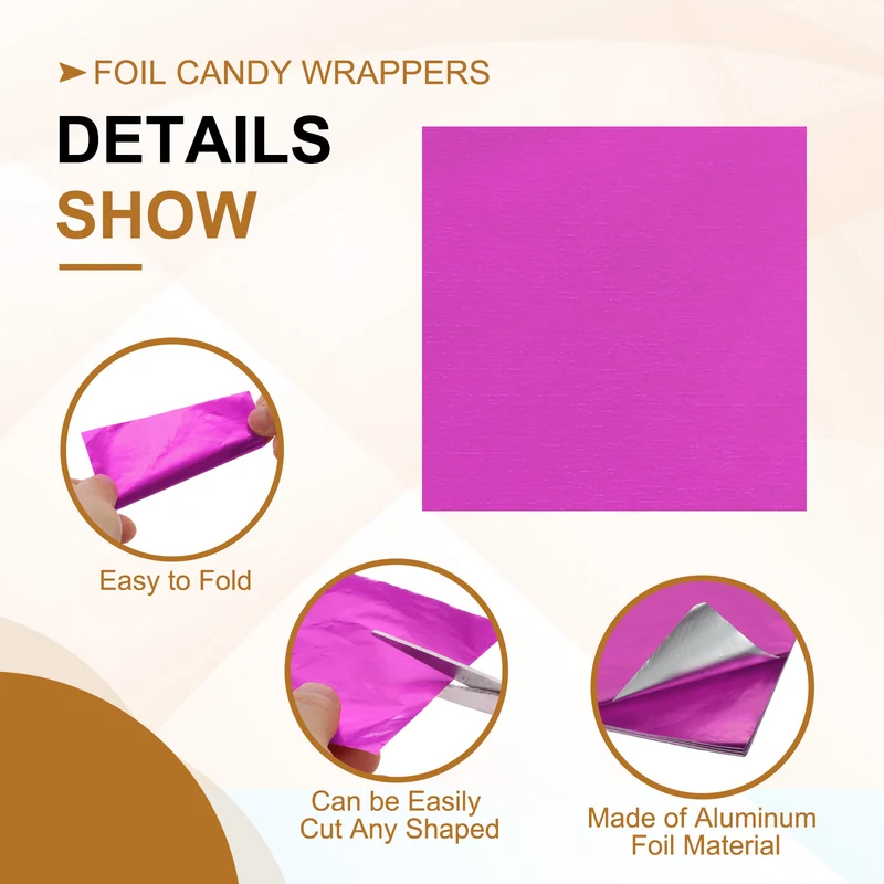 200 Pcs 4x4 Inch Foil Candy Wrappers Chocolate Wrapping Paper Rose Red