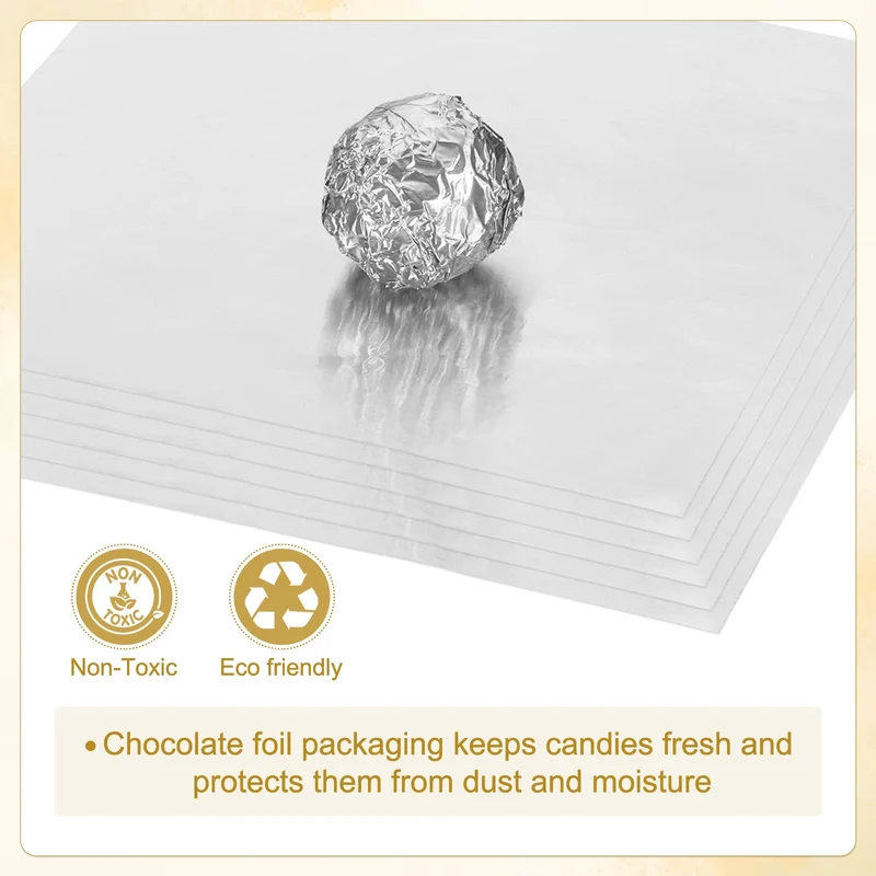 100 Pcs 4x4 Inch Foil Candy Wrappers Chocolate Wrapping Paper Silver