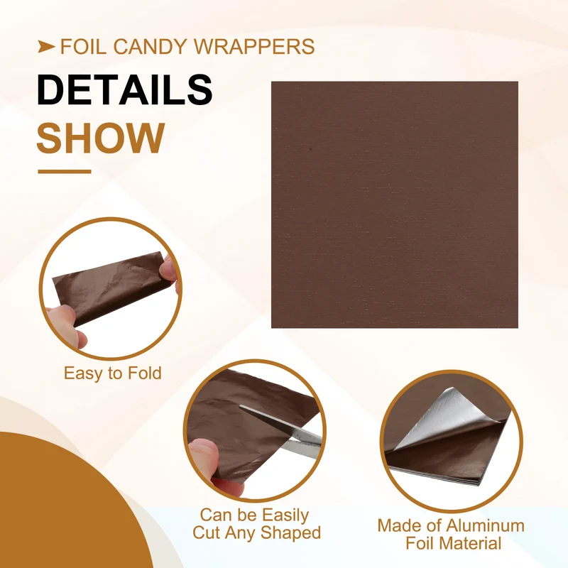200 Pcs 4x4 Inch Foil Candy Wrappers Chocolate Wrapping Paper Coffee