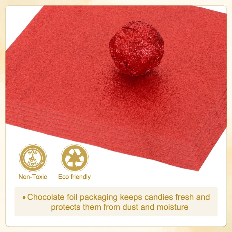 Foil Candy Wrappers 6x6 Inch, 100 Pcs Red Orange Pattern Paper for Candy