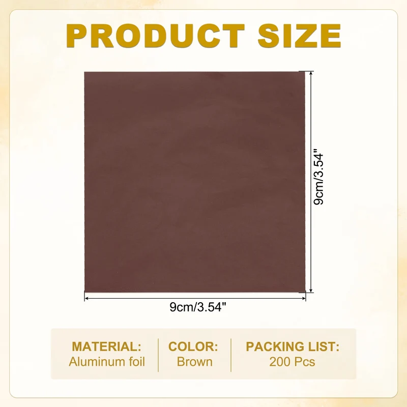 200 Pcs 4x4 Inch Foil Candy Wrappers Chocolate Wrapping Paper Coffee