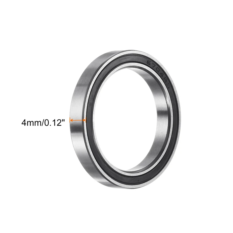 10pcs 6704-2RS Deep Groove Ball Bearings, Chrome Steel Double Rubber Sealed Bearing 20mm x 27mm x 4mm