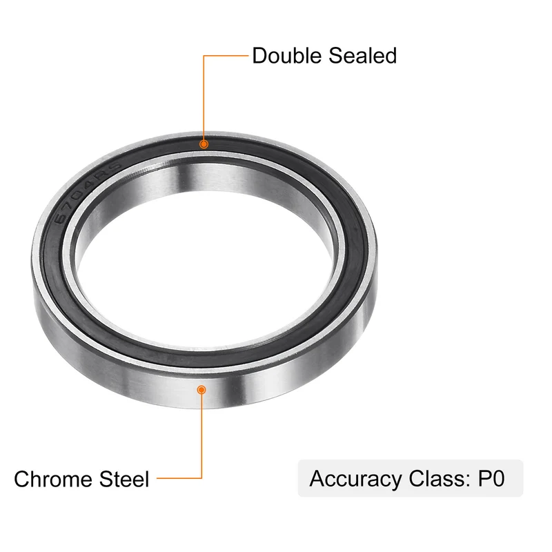 10pcs 6704-2RS Deep Groove Ball Bearings, Chrome Steel Double Rubber Sealed Bearing 20mm x 27mm x 4mm