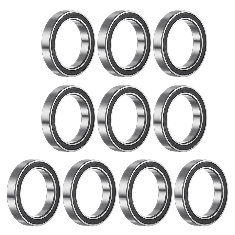 10pcs 6702-2RS Deep Groove Ball Bearings, Chrome Steel Double Rubber Sealed Bearing 15mm x 21mm x 4mm
